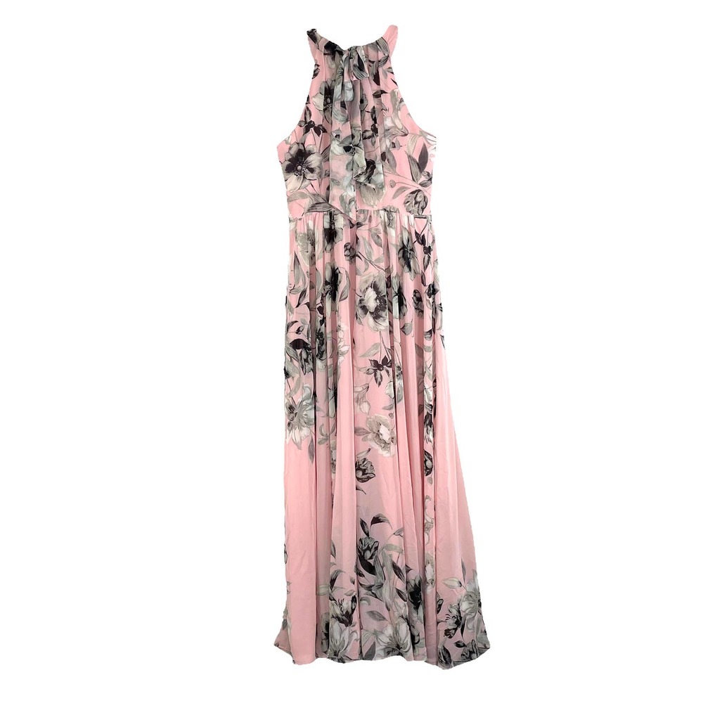 Eliza J floral halter chiffon maxi gown dress Sz 10 - Picture 9 of 11